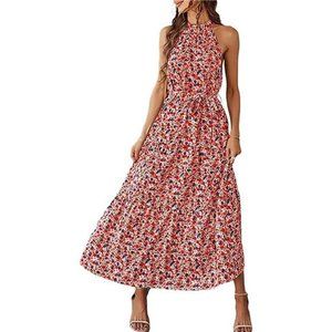 Bohemian Floral V Neck Short Sleeve Split Loose Long Maxi Dress with Slit